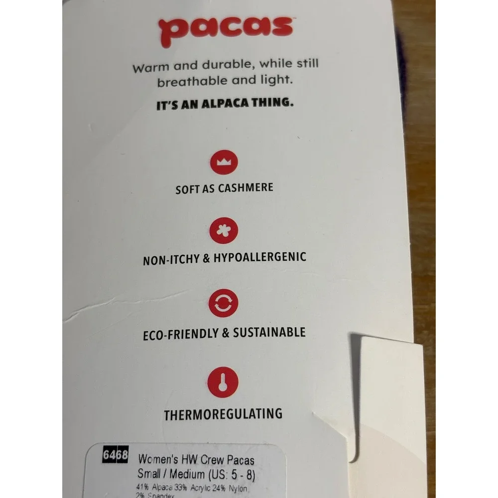 Pacas Womens Alpaca Wool Blend Crew Socks Purple Small Medium‎ 6468 New